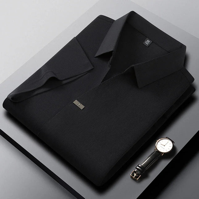 2026 New Men's Casual and Fashionable Solid Color Short Sleeved Polo Shirt Comfortable and Versatile Summer T-shirt