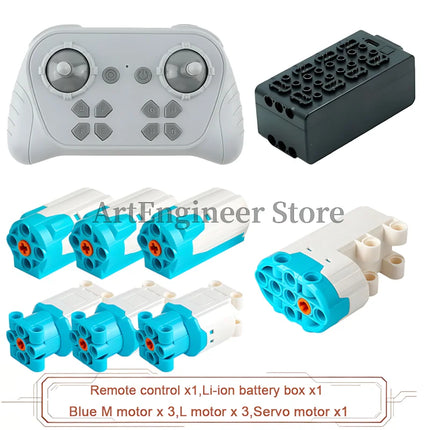 Blue Upgraded Motor M/L/XL Power Functions Building Blocks Programmable 8 Way APP Remote Control For Technical Car Modify