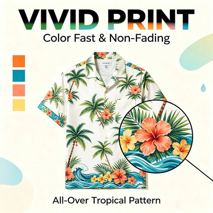 Plus Size Men's Summer Anime Crocodile and Gorilla Print Casual Fashion Short-Sleeved 2024 New Hawaiian Shirt