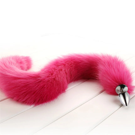 78cm Red Long Fox Tail Anal Plug Metal Butt Plug Prostate Massager Erotic Cosplay Accessories Adult Novelty Sex Toys For Couples