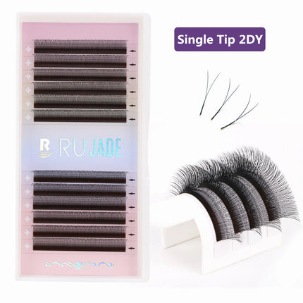 RUJADE 3D 4D 5D Premade Fans Eyelash Extension Y W Shape Fairy Spike Soft Automatic Blooming Faux Individual Clover Lash