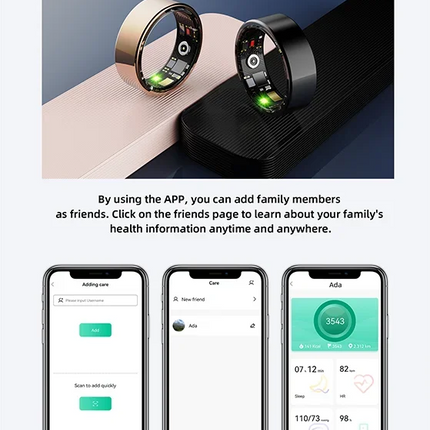Smart Ring Equipped Motion Step Counting Healthmonitor,Sleep Monitor, Men's And Women's Waterproof Multifunctional Sports Ring