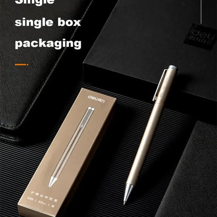 Deli Metal Gel Pens 0.5mm black ink Refill Sign Pen Stationery Smooth Writing Business Pen School Office Supplies for Kid Gift
