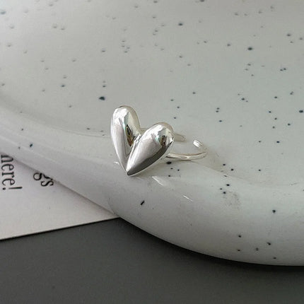 925 Sterling Silver Open Finger Ring Punk Heart Irregular Geometric Stackable For Women Girl Jewelry Gift Dropship Wholesale