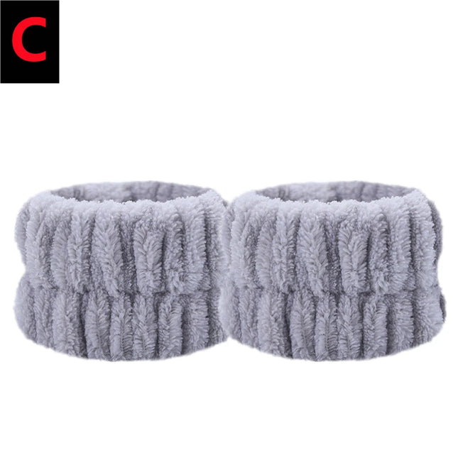 2PCS Reusable Spa Wrist Washband Soft Microfiber Towel Wristbands For Washing Face Women Girl Yoga Running Sport Wrist Sweatband