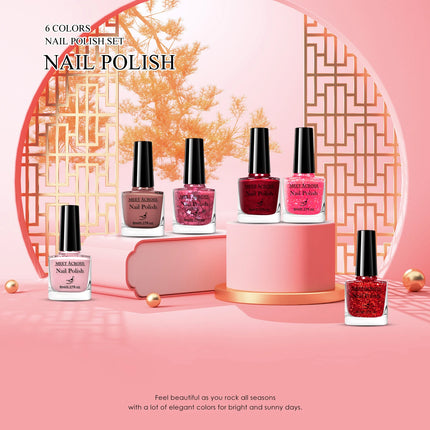 6pcs/set 8ml Water-Based Nail Polish Long Lasting Quick Drying No Lamp Cure Nail Supplies Vernis for Nails Manicure