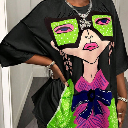 BamGleam Oversized T-shirt Loose Casual Hip-Hop Style Graphic Printed Women T-Shirt Summer Fashion Y2k Ladies Clothes Female Tee