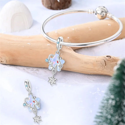 Original 925 Sterling Silver Charms Beads Cute Mushroom Unicorn Love Wings Pearl Charm for Bracelet Pendant Woman Girl Jewelry