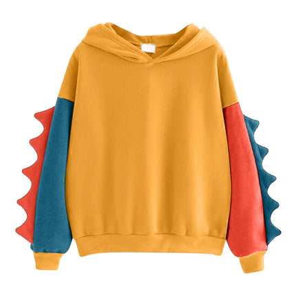 Women's Dinosaur Hoodies Fashionable Cute Solid Color Contrasting Dinosaur Loose Hoodies Comfortable Versatile Sweatshirts