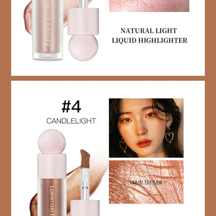 Lakerain Face Liquid Highlighter Waterproof Sweat-proof Long-lasting Golden Bronze Body Highlighter Fit&Smooth Brightening Fluid