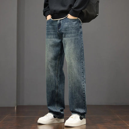 Men's Vintage-Washed Straight-Leg Jeans 2025 Fall/Winter Collection Relaxed-Fit Straight-Leg American Casual Trousers