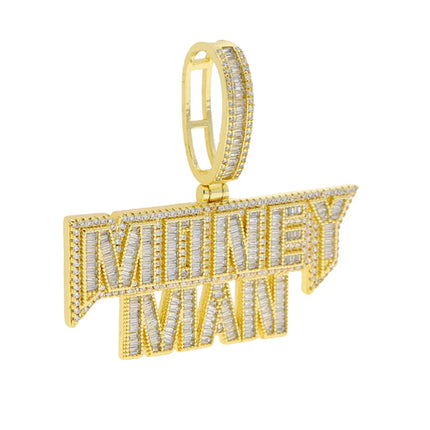 New Hip Hop Money Pendant Necklace Gold Color Iced Out Bling CZ Cubic Zirconia Letters Rich Dollar Charm Men Women Jewelry