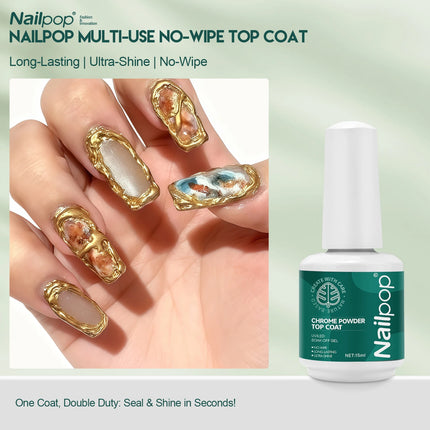 Nailpop Magic Mirror 15ml Promote Mirror Effect Top Coat Long-lasting Shine Effect shines Gel Polish No Wipe Easy Home Salon 1pc