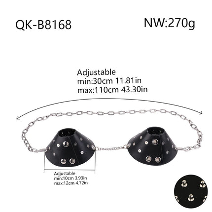 PU Leather Nipple Clamps Female Erotic Chest Bondage Device Rivets Sexy Lingerie Adult Body Accessories Clitoral Stimulation 18+
