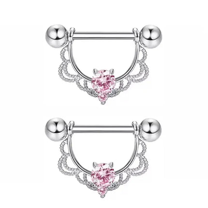 1Pair Pink Butterfly Nipple Piercing Jewelry Shiny Crystal Nipple Rings For Women Girls Heart Nipple Barbells Piercing Pezon