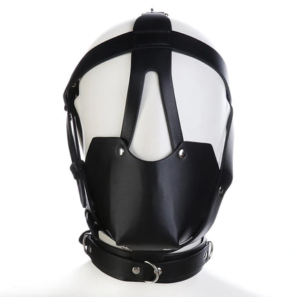 PU Leather Harness Face Mask Cool Black Headgear BDSM Bondage Restraint Muzzles Ball Mouth Gag Sex Toys for Couples Adult Games