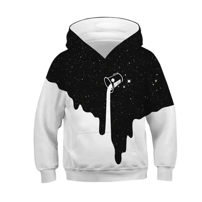 Children's Sports Hoodies Black/White 3D Print Kids Sweatshirts Junior Child Long Sleeve Pullover 4-13y Boy/Girl Hooded Sweaters