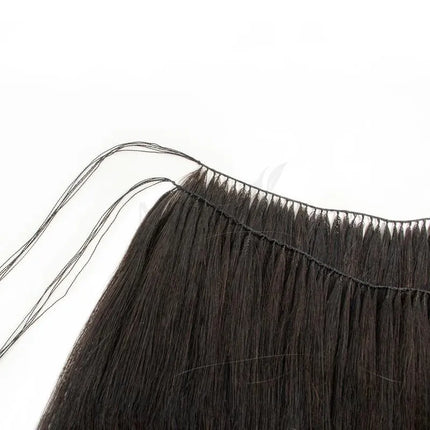 Feather Hair Bundles Extensions Natural Fish Line Human Hair Non-Remy Invisible Micro rings Hair Extension Weft 100 strands