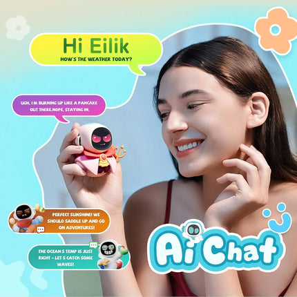 ENERGIZE LAB Eiliko Aquamarine  Your Tiny AI Charm Robot That Matches Every Daily Outfit, Fun Electronic Pendant Toys For Kids