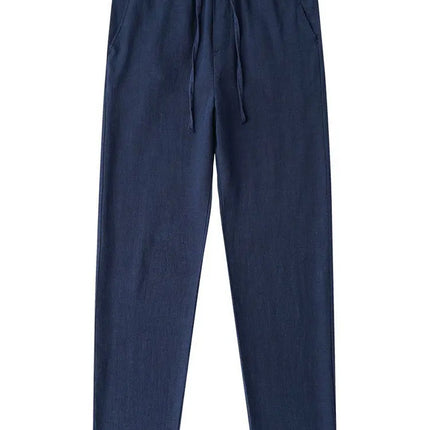 Casual Cotton Linen Chino Pants Men Wide Leg Lightweight Baggy Cotton Sweatpants Male Sport Jogger Straight Work Trousers