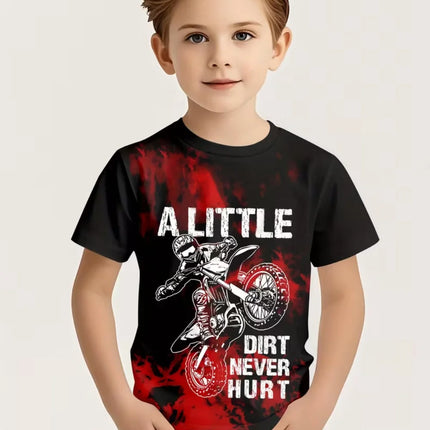 Motorcycle Rider Boys T-Shirt 3D Printed T-Shirt for Boy 2-10Y Short Sleeve Tee Top Baby Child Summer Trendy Street Children Top