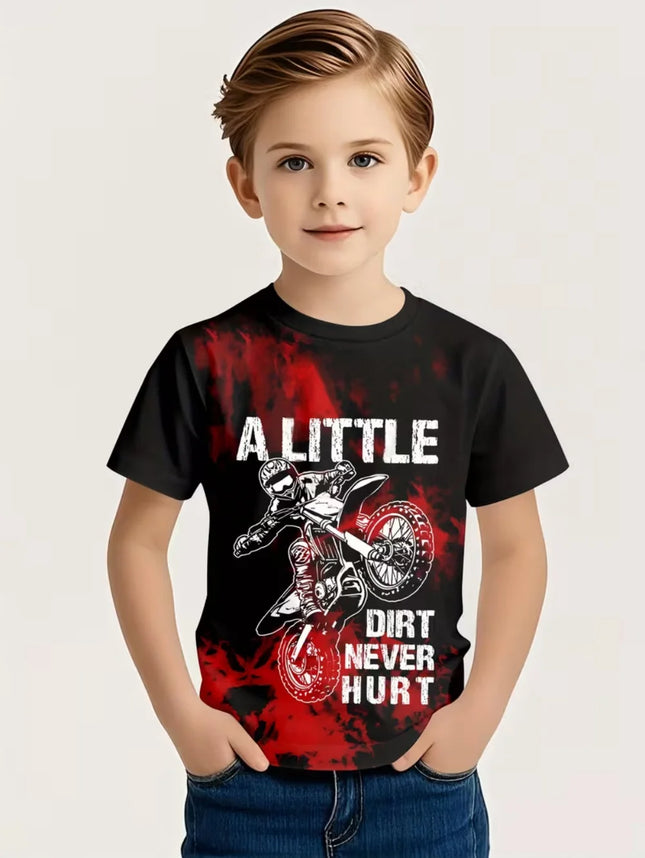 Motorcycle Rider Boys T-Shirt 3D Printed T-Shirt for Boy 2-10Y Short Sleeve Tee Top Baby Child Summer Trendy Street Children Top