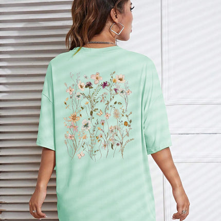 Beautiful flower clusters Print Cotton Women T-Shirts Casual Breathable Soft Short Sleeve Tops Loose Comfortable Street Clothes