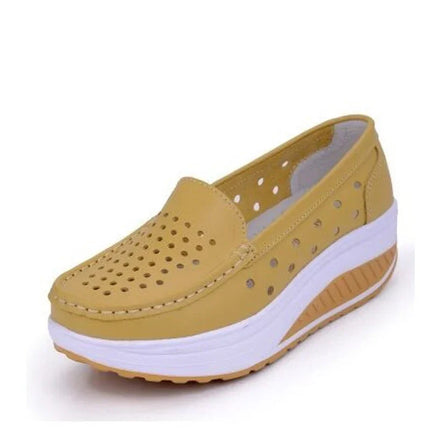 TIMETANG Women shoes summer women leather shoes platform plus size nurse wedges shoes women mesh hole working flats C202