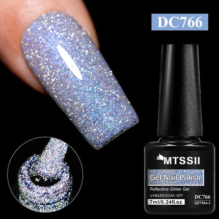 Red Reflective Glitter Gel Nail Polish Sparkling Glitter Flashy Semi-permanent Soak Off Nail Art UV Gel Varnish Nail Supplies