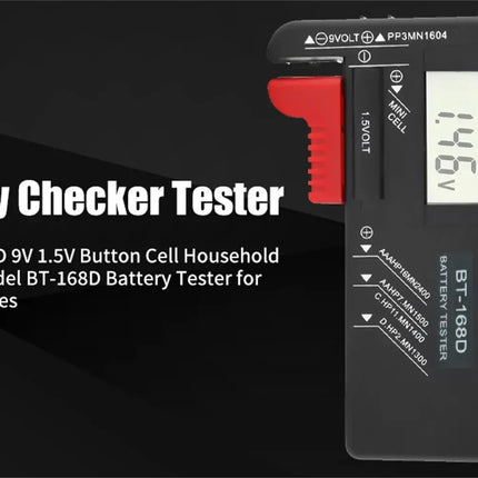 BT-168D Battery Tester Universal Digital LCD Tester AA AAA CD 9V 1.5V Button Cell Voltage Battery Voltage Tester