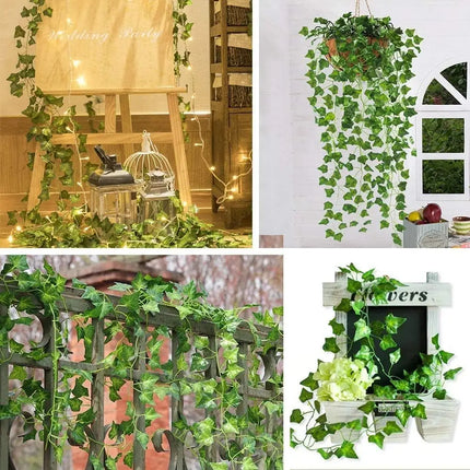 Home Decor Artificial Ivy Leaf Garland Plants Vine Fake Foliage Flowers Creeper Green  Leaf Ivy Wreath