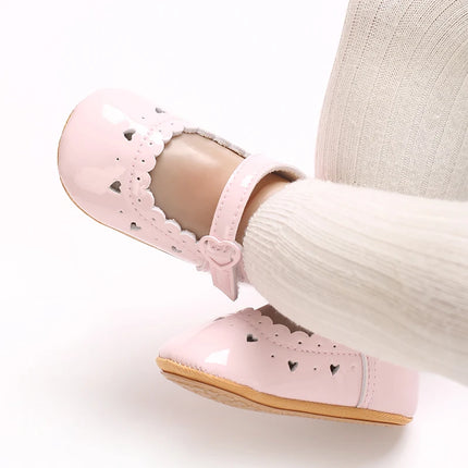 Solid Color Baby Girl Mary Jane Shoes With Soft Rubber Sole Anti Slip Spring And Autumn Princess Shoes Suitable For 0-18M Babies