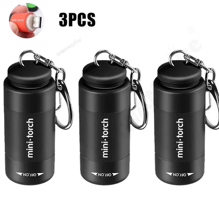 USB Rechargeable LED Multifunctional Strong Light Pocket Keychain Flashlight Waterproof Outdoor Hiking Camping Mini Flashlight