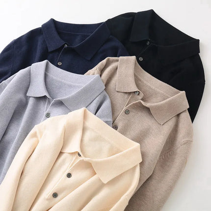 100% Pure Wool Cashmere Sweater Men's POLO Neck Knitted Pullover Autumn Winter New Warm Top Fashion Korean Edition Jacket