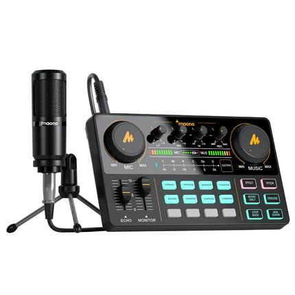 MaonoCaster AM200-S1 Audio Interface Podcast Studio Sound Card Kit with Microphone for Live Streaming Recording Youtube PC\Phone