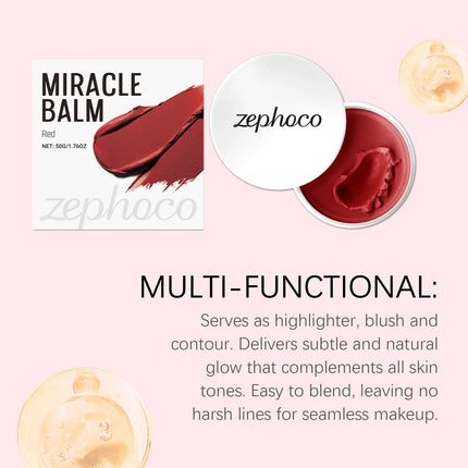 3 Colors Powder Blusher for Cheeks Lips Face Moisturizing Balm Long Lasting Natural Makeup Multi Use Balm Highlighter Blush 50g