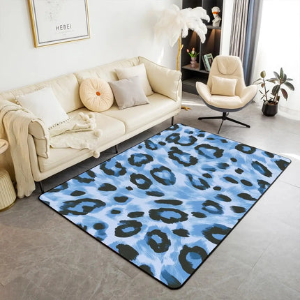 Striped Red Leopard Area Rug, Color Block Wild Animal Hide Print, Non-Slip Washable Mat for Living Room Sofa Dining Room Indoor