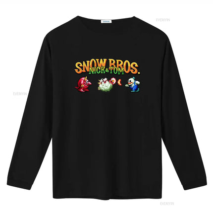 Snow Bros Retro Arcade 80s Game 8Bit Pixel Art T Shirt for Vintage Video Design Cool  vintage Washed Stretched Soft homme