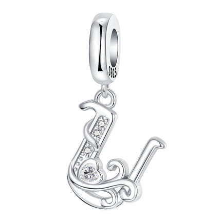925 Sterling Silver  A-Z 26 English Letters Retro Fashion Pendant Fit Original Bracelet Charm Beads Necklace Diy Female Jewelry