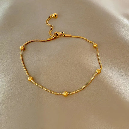 Vintage Anklets for Women Stainless Steel Beads Chain Anklet Leg Bracelets Bodychain Summer Beach Jewelry Accessories Gifts