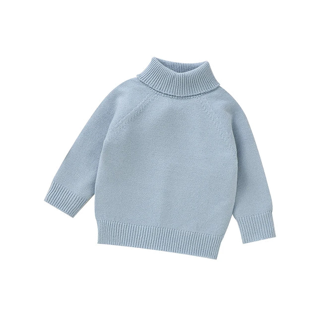 Baby Sweaters Knitted Casual Solid Turtle Neck Long Sleeve Knit Toddler Boy Girl Knitwear Pullovers 1-3Yrs Children Jumpers Tops