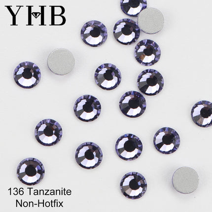 YHB 134-174 Glitter Cold Fixation Flat Back Non-Hotfix Rhinestone For Bags Nails Fabric Garment Decoration Jewelry Accessories