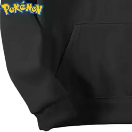 Pokemon Anime Gengar Cotton Hoodie Black Color Character Print with Full Body Purple Ghost Pattern Casual Streetwear