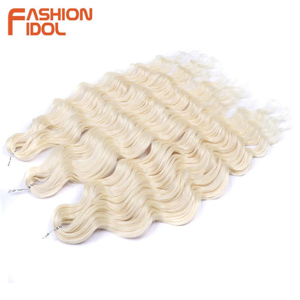 Anna 24 Inch Hair Synthetic Deep Wave Braiding Hair Extensions Braid Hair Ombre Rainbow Red Orange Twist Crochet Curly Hair