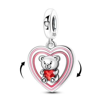 2026 Romantic Pink Color Charms Bead 925 Sterling Silver CZ Zircon Love Heart Pendants Fit Original Bracelet DIY Jewelry Gift