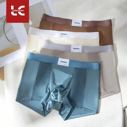 3pcs【LORIEN CREST】Men's Satin-Like Ice Silk Boxers Summer Breathable Air-Conditioned Underwear Lightweight Trunks New