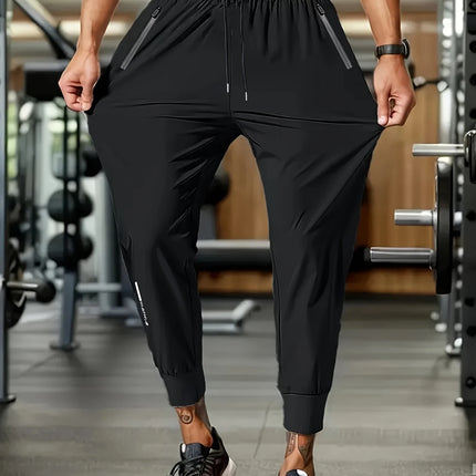Men's High Elastic Zipper Pocket Trousers Lightweight Drawstring Sports Pants Gift Mens Sweatpants Fishing Vintage Football Man
