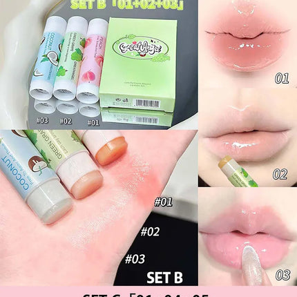 1/3Pc Fruit Lip Balm Moisturizing Clear Lip-Primer Mask Cute Jelly Tinted Lip Stick Lighten Lines Plump Lip Care Makeup