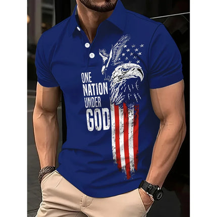 Summer Polo Shirt Men's High-end 3D Digital Printed Short Sleeve Polo Shirt Men's Top