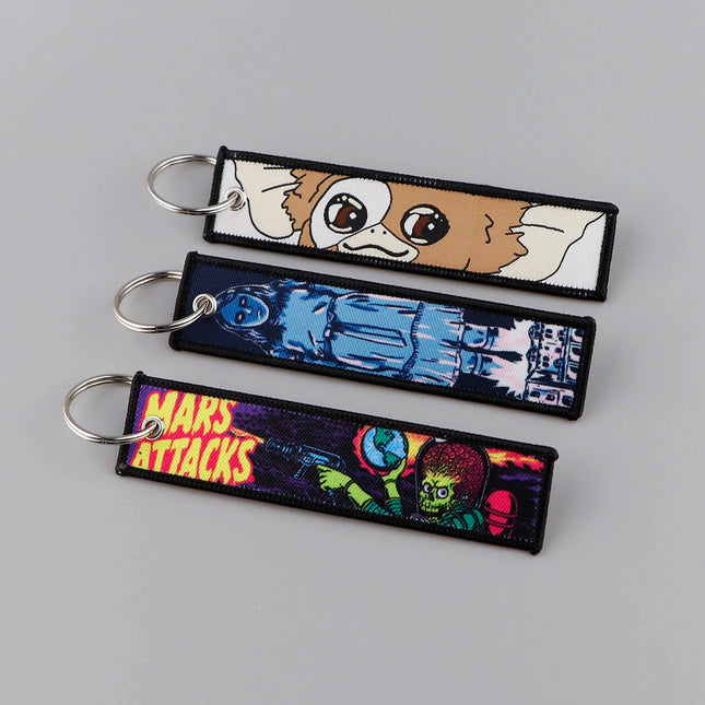 Horror Movie Embroidered Cool Car Keychain for Men Keyring Christmas Key Tag Women Man Fashion Accessories Jewelry Gifts